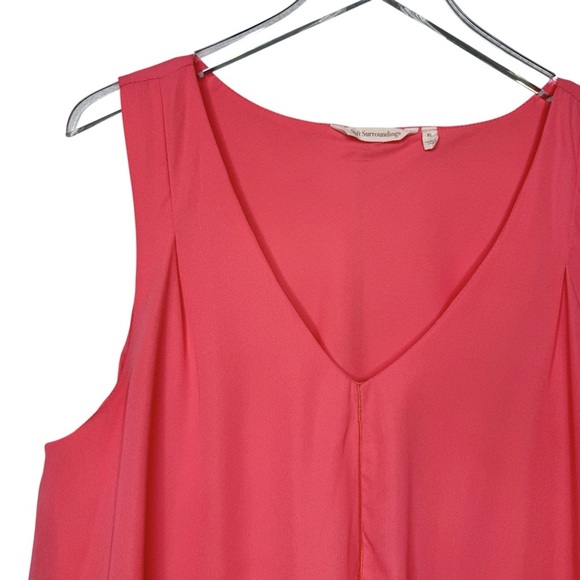 Soft Surroundings Coral Flutter Layered Women’s Shell Sleeveless Blouse Sz XL - Picture 3 of 11
